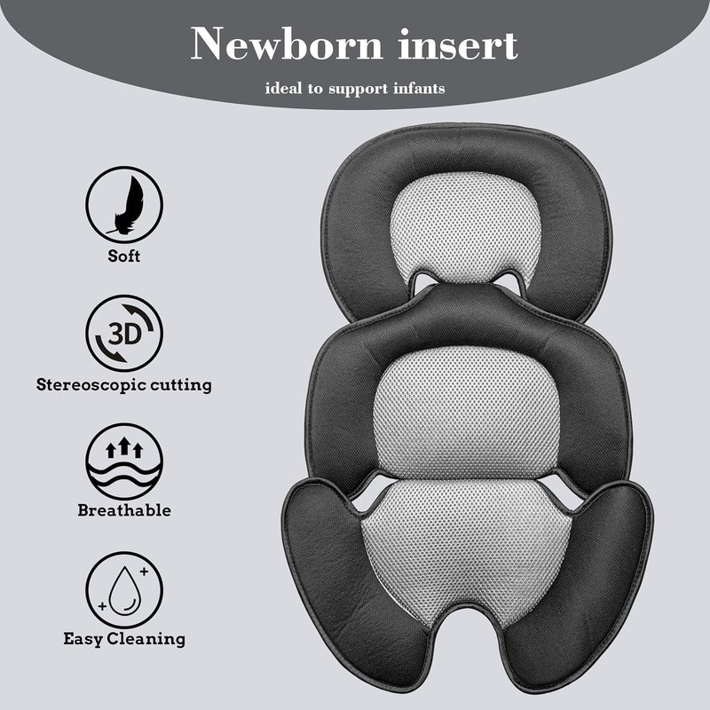 Ihaapsi Newborn Baby Support Cushion Infant Insert 3D Mesh Breathable Liner Compatible with Stroller, Car seat, High Chair Etc (Black) - Image 3
